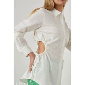 Rails sz S Cristiana Tencel Blend Cut-Out Open Sides Tunic Top Shirt Button Up